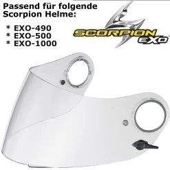 Scorpion Visier KDF11 M Für Helm EXO-490 / 500 / 1000 Vorbereitet Für Max Vision Pinlock -Motorradbekleidungsgeschäft visier 490 klar haupt