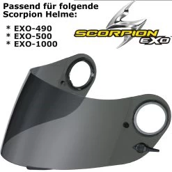 Scorpion Visier KDF11 M Für Helm EXO-490 / 500 / 1000 Vorbereitet Für Max Vision Pinlock -Motorradbekleidungsgeschäft visier 490 stark getoent haupt 1