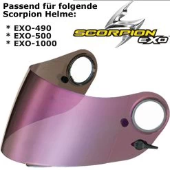 Scorpion Visier KDF11 M Für Helm EXO-490 / 500 / 1000 Vorbereitet Für Max Vision Pinlock -Motorradbekleidungsgeschäft visier 490 violett haupt