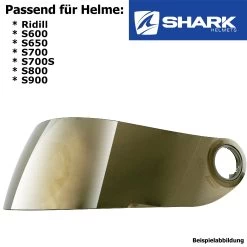 Shark Visier Für Helm Ridill / S600 / S650 / S700 / S700S / S800 / S900 -Motorradbekleidungsgeschäft visier ridill gold haupt 1