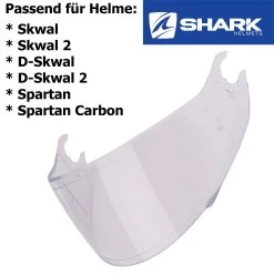 Shark Visier Für Skwal / Skwal 2 / D-Skwal / D-Skwal 2 / Spartan / Spartan Carbon -Motorradbekleidungsgeschäft visier skwal klar haupt 1
