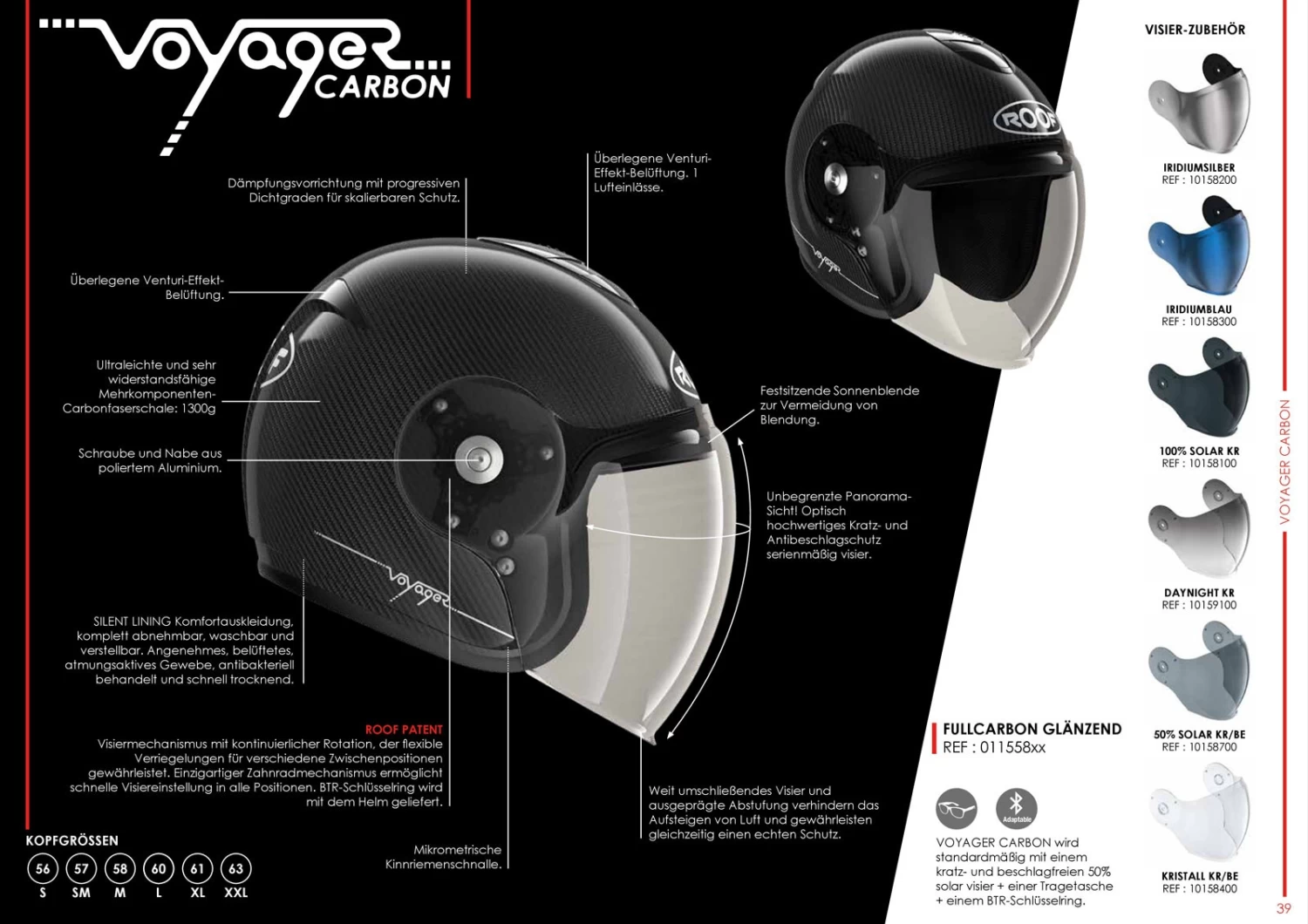Roof Semi-Jet Helm VOYAGER CARBON Mit 50% Getöntem Antifog-Visier Und ECE 22.05 8 Roof Semi-Jet Helm VOYAGER CARBON Mit 50% Getöntem Antifog-Visier Und ECE 22.05 – Bild 6