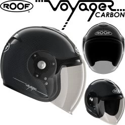 Roof Semi-Jet Helm VOYAGER CARBON Mit 50% Getöntem Antifog-Visier Und ECE 22.05