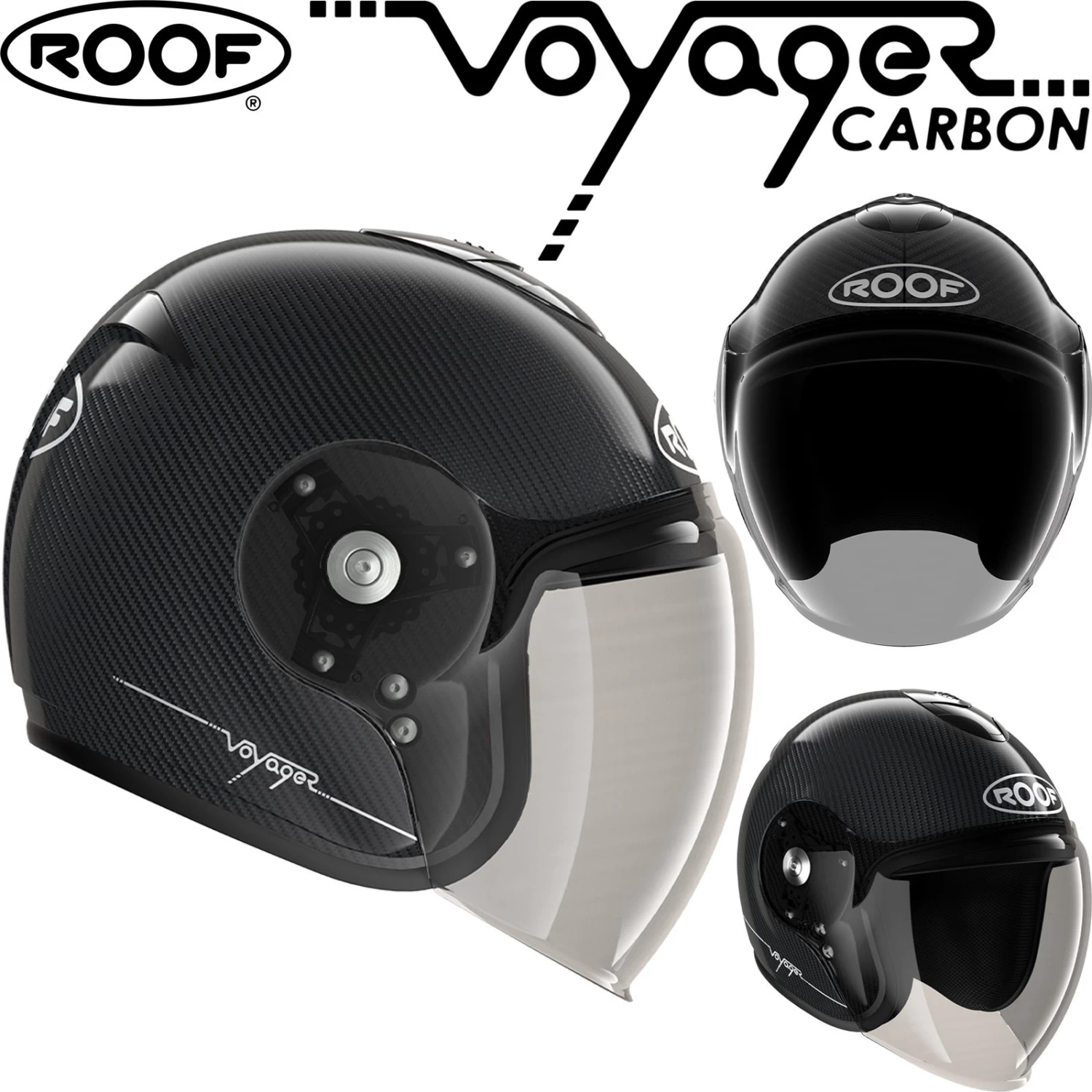 Roof Semi-Jet Helm VOYAGER CARBON Mit 50% Getöntem Antifog-Visier Und ECE 22.05 3 Roof Semi-Jet Helm VOYAGER CARBON Mit 50% Getöntem Antifog-Visier Und ECE 22.05