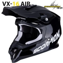 Scorpion Crosshelm VX-16 Air Mit Doppel-D-Verschluss Pumpsystem Und Helmschirm -Motorradbekleidungsgeschäft vx 16 air solid black haupt