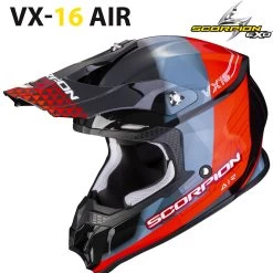 Scorpion Crosshelm VX-16 Air Mit Doppel-D-Verschluss Pumpsystem Und Helmschirm -Motorradbekleidungsgeschäft vx16a gem blared haupt