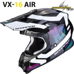 Scorpion Crosshelm VX-16 Air Mit Doppel-D-Verschluss Pumpsystem Und Helmschirm -Motorradbekleidungsgeschäft vx16a tub metblawhi haupt