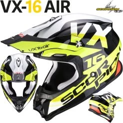 Scorpion Crosshelm VX-16 Air Mit Doppel-D-Verschluss Pumpsystem Und Helmschirm -Motorradbekleidungsgeschäft vx16a x turn blaneoyelwhi haupt