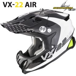 Scorpion Crosshelm VX-22 AIR Premium-Offroad Helm ECE 22.06 Mit Doppel-D Verschluss Und AirFit Technik -Motorradbekleidungsgeschäft vx22a ares whiblaneoyel haupt