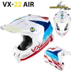 Scorpion Crosshelm VX-22 AIR Premium-Offroad Helm ECE 22.06 Mit Doppel-D Verschluss Und AirFit Technik -Motorradbekleidungsgeschäft vx22a ares whiblured haupt