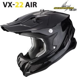 Scorpion Crosshelm VX-22 AIR Premium-Offroad Helm ECE 22.06 Mit Doppel-D Verschluss Und AirFit Technik -Motorradbekleidungsgeschäft vx22a solid bla haupt 1