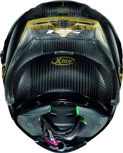 X-Lite Integralhelm X-803 RS ULTRA CARBON Special Editions Golden Silver Iridium Mit Passendem Extra Visier -Motorradbekleidungsgeschäft x 803 rs ultra carbon golden edition carb 33 back 3