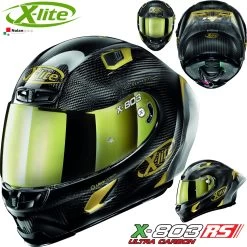 X-Lite Integralhelm X-803 RS ULTRA CARBON Special Editions Golden Silver Iridium Mit Passendem Extra Visier -Motorradbekleidungsgeschäft x 803 rs ultra carbon golden edition carb 33 xhaupt