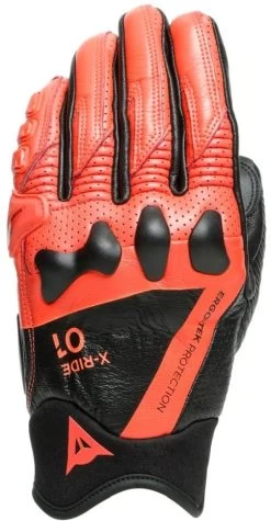Dainese X-RIDE Motorradhandschuhe CE Leder Kurze Stulpe Sport Ergo-Tek Knöchelschutz Carbon -Motorradbekleidungsgeschäft x ride gloves black fluo red2