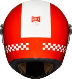 Nexx Retro-Integralhelm X.G100R Mit Vollvisier Inklusive Helmschirm -Motorradbekleidungsgeschäft x.g100r finish line red white back