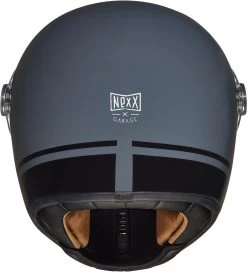 Nexx Retro-Integralhelm X.G100R Mit Vollvisier Inklusive Helmschirm -Motorradbekleidungsgeschäft x.g100r rumble grey black back 1