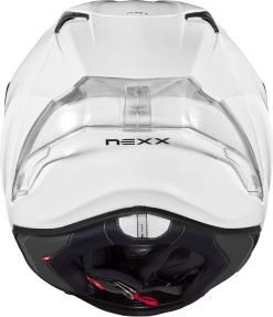 Nexx Sport-Integralhelm X.R3R Carbon Fiberglas F.I.M Mit Doppel-D Verschluss Und Heckspoiler -Motorradbekleidungsgeschäft x.r3r plain white back 1