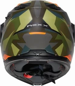 Nexx Endurohelm X.VILIJORD Klapphelm Mit Abnehmbaren Helmschirm -Motorradbekleidungsgeschäft x.vilijord taiga green orange mt back