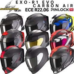 Scorpion Integralhelm EXO-R1 EVO CARBON AIR Premium-Helm Mit Max Vision Pinlock AirFit Zwei Visieren Und ECE 22.06 -Motorradbekleidungsgeschäft x scorpion exo r1 evo carbon air ebay hauptbild