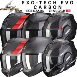 Scorpion Klapphelm EXO-TECH EVO CARBON 180 Grad Flip-Back Helm Mit Sonnenblende ECE 22.06 Pinlock Und 2 Visieren -Motorradbekleidungsgeschäft x scorpion exo tech evo carbon ebay hauptbild
