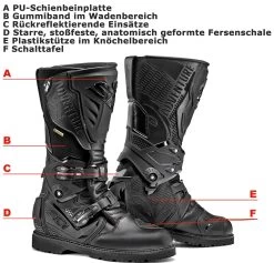 SIDI Motorradstiefel ADVENTURE 2 GORE Tex Leder Tourenstiefel Wasserdicht CE Mit Flex-System -Motorradbekleidungsgeschäft x sidi adventure 2 gore tex detail