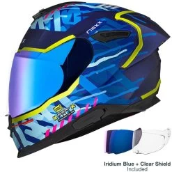 Nexx Y.100R Racer Sport-Integralhelm ECE 22.06 Mit Pinlock Sonnenblende Spoiler -Motorradbekleidungsgeschäft y.100r urbangram indigo blue mt 2