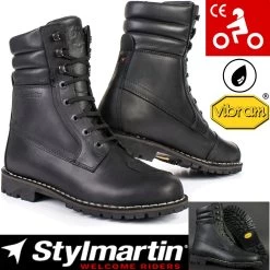 Stylmartin Motorradstiefel YU'ROK Leder Wasserdicht Mit Vibram-Sohle CE Und Protektoren -Motorradbekleidungsgeschäft yurok schwarz haupt